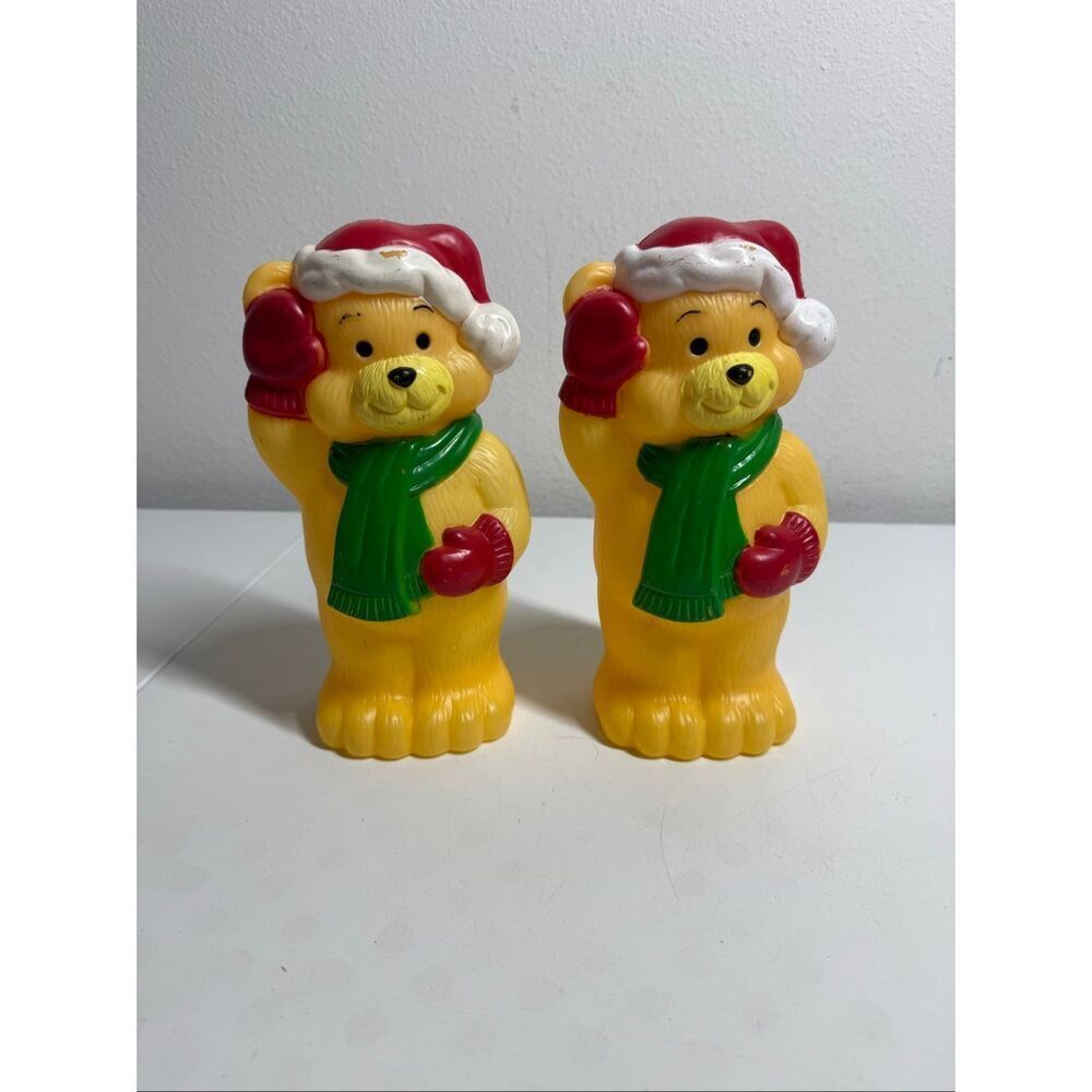 Set of 2 General Foam Plastics Blow Mold 10" Winter Teddy Bear Light Topper Only